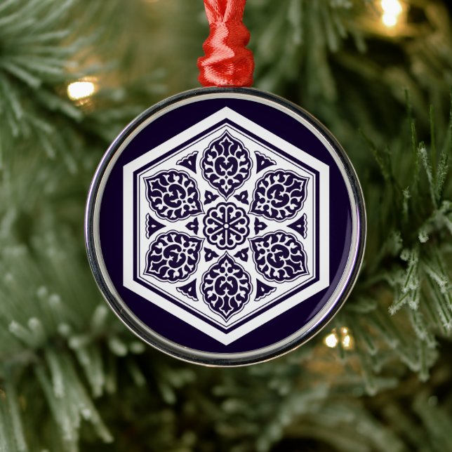 Ornement En Métal Oriental bleu turc Rosette Art géométrique (Arbre)