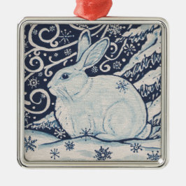 Ornement En Métal Original Noël Rabbit Bleu & Blanc
