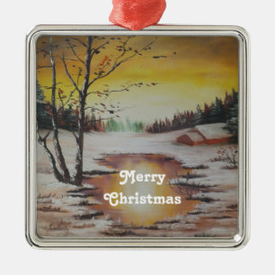 Ornement En Métal Ornament Ann Hayes Peinture Scène d'hiver
