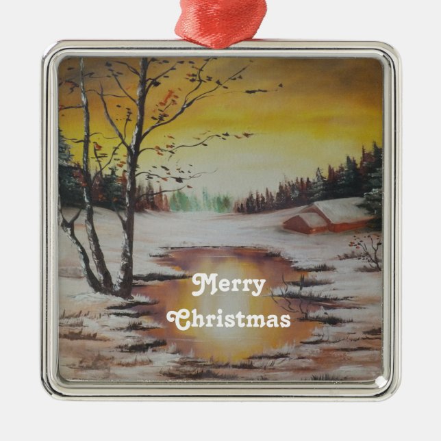 Ornement En Métal Ornament Ann Hayes Peinture Scène d'hiver (Devant)