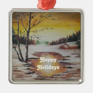 Ornement En Métal Ornament Ann Hayes Peinture Scène d'hiver
