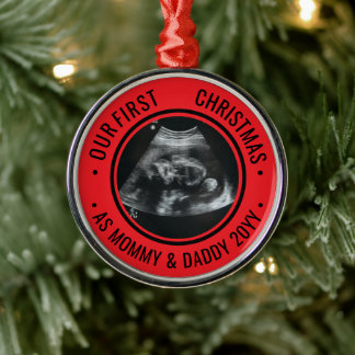 Ornement En Métal Our First Christmas as Parents Ultrasound