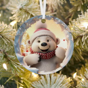Ornement En Métal Ours polaire de Noël en 3D