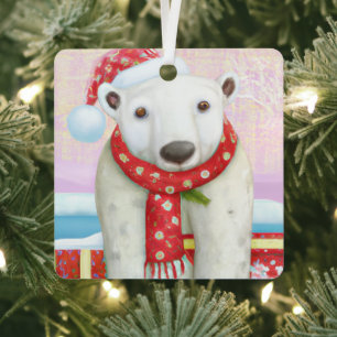 Ornement En Métal Ours polaire du Père Noël