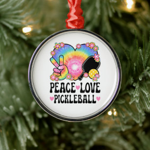 Ornement En Métal Paix Amour Pickleball