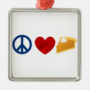 Ornement En Métal Paix, amour, tarte de citrouille