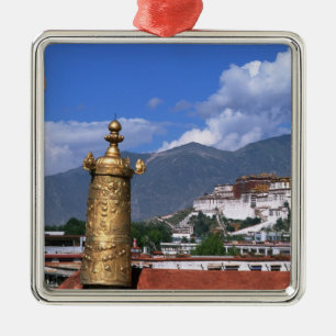 Ornement En Métal Palais Potala à Lhasa, Tibet pris depuis