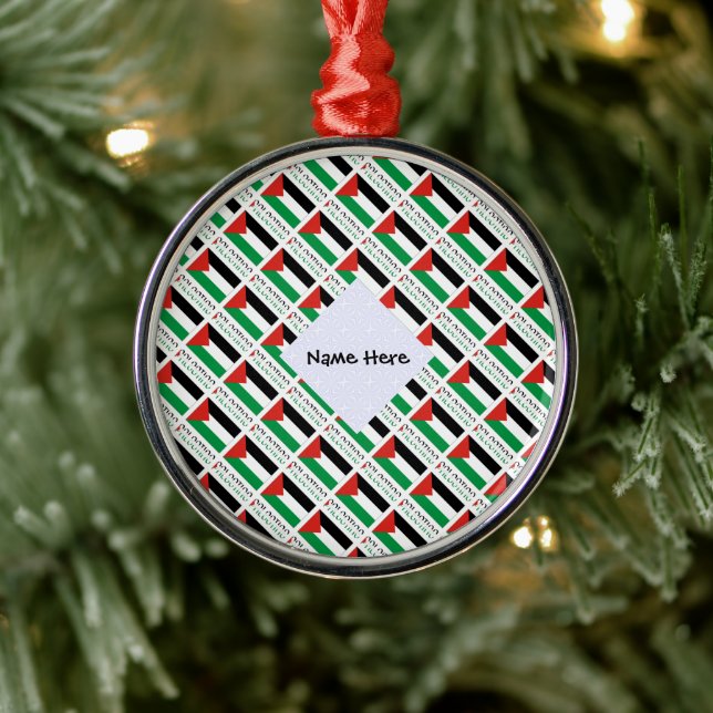 Ornement En Métal Palestine Drapeau palestinien en noir (Arbre)