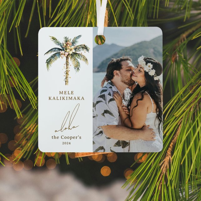 Ornement En Métal Palmier festif Mele Kalikimaka Hawaiian Photo (Créateur téléchargé)
