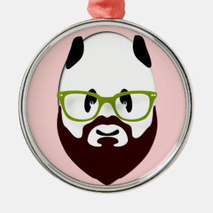 Ornement En Métal Panda Bear avec une barbe