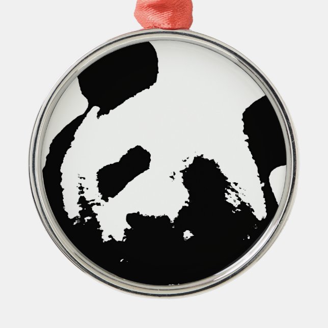 Ornement En Métal Panda d'art noir blanc (Devant)