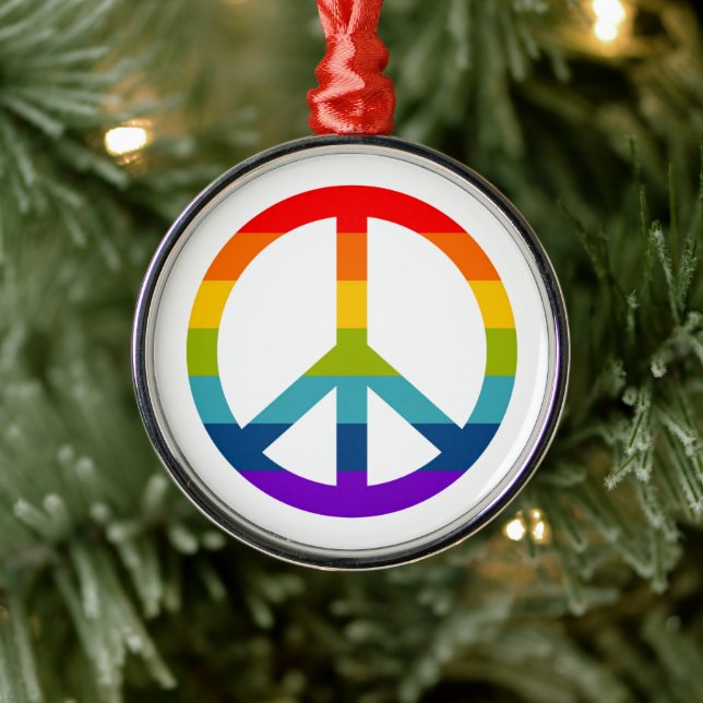 Ornement En Métal Panneau de paix Rainbow (Arbre)