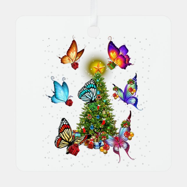 Ornement En Métal papillon autour des papillons de noël xmas l (Recto)