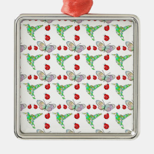Ornement En Métal Papillon, colibri et Motif de coccinelle