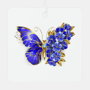 Ornement En Métal Papillon saphir à fleurs