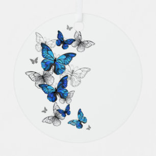Ornement En Métal Papillons volants bleus Morpho