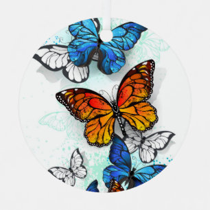 Ornement En Métal Papillons volants Morpho et Monarch