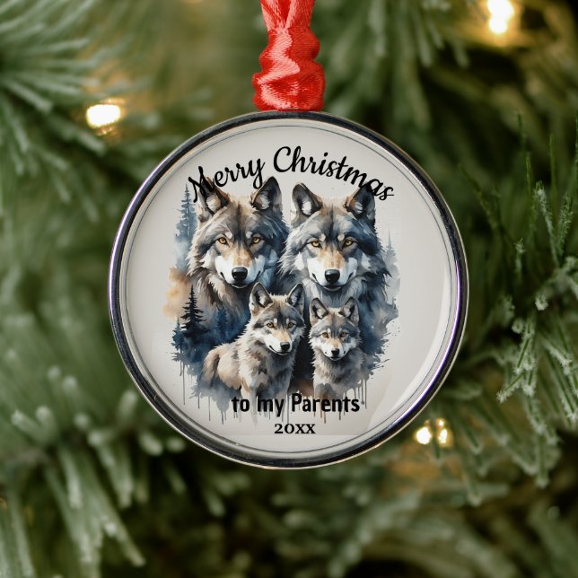 Ornement En Métal Parents du loup de Noël (Arbre)