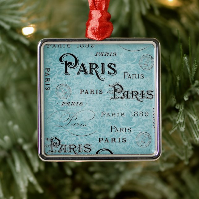 Ornement En Métal Paris | Damas bleues (Arbre)