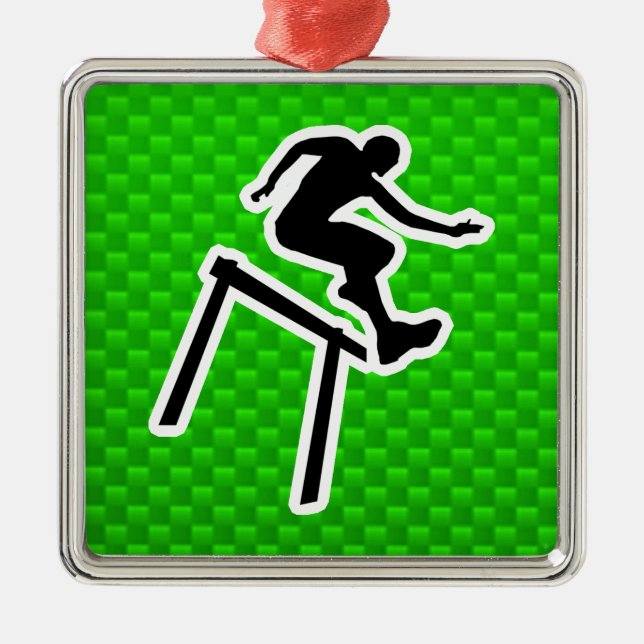 Ornement En Métal Participant à une course d'obstacles vert (Devant)