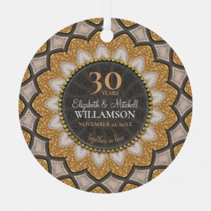 Ornement En Métal Parties scintillant d'or tournesol Geo-Mandala Ann