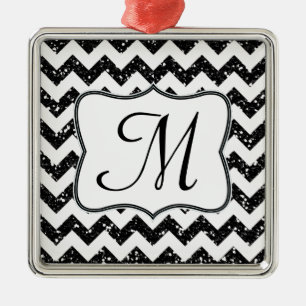 Ornement En Métal Parties scintillant noire moderne Monogramme Ornem