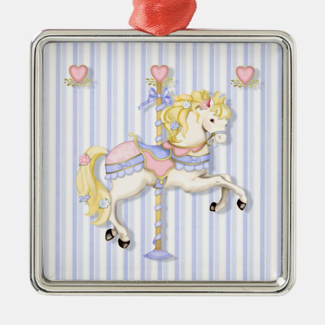 Ornement En Métal Pastel Carousel Pony (Devant)