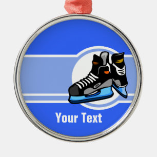 Ornement En Métal Patins d'hockey ; Bleu
