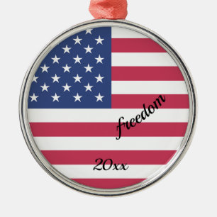 Ornement En Métal Patriotique American Flag Freedom Orament modifiab