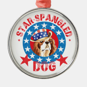 Ornement En Métal Patriotique Cavalier Roi Charles Spaniel