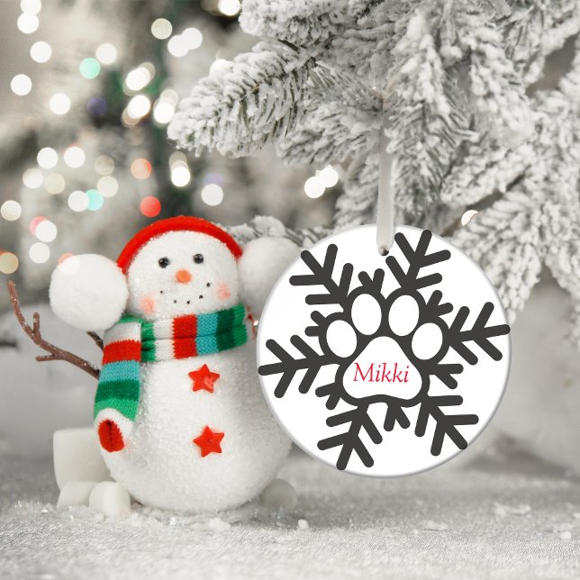 Ornement En Métal Paw personnalisé de Noël (Christmas-Paw-Christmas ceramic tree decoration)
