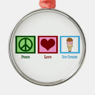 Ornement En Métal Peace Love Glace Cream