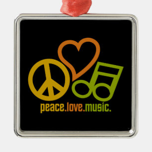 Ornement En Métal Peace Love Music ornament, personnalisable