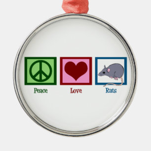 Ornement En Métal Peace Love Rats