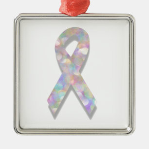 Ornement En Métal pearl lung cancer ribbon