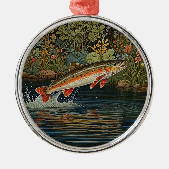Ornement En Métal Pêche à la mouche rustique (Devant)