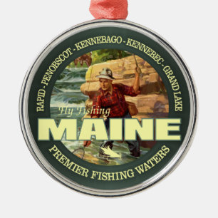 Ornement En Métal Pêche de mouche du Maine