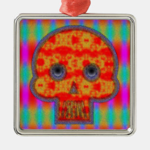 Ornement En Métal Peinture de crâne de robot coloré