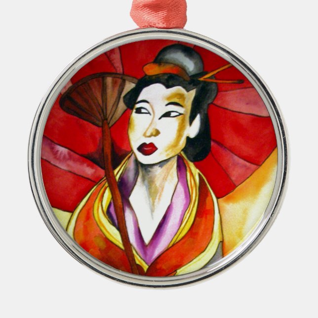 Ornement En Métal peinture originale d'art Geisha (Devant)