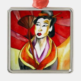 Ornement En Métal peinture originale d'art Geisha