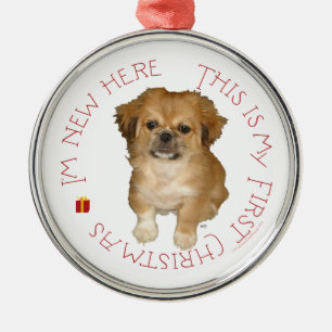 Ornement En Métal Pekingese Pup First Christmas