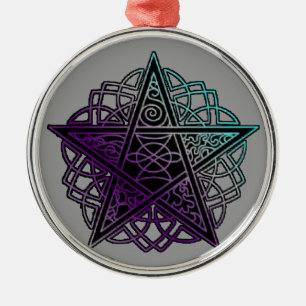 Ornement En Métal Pentacle pourpre et complexe aqua