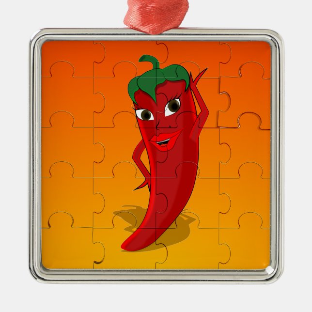 Ornement En Métal Pepper Rouge Diva Puzzle (Devant)