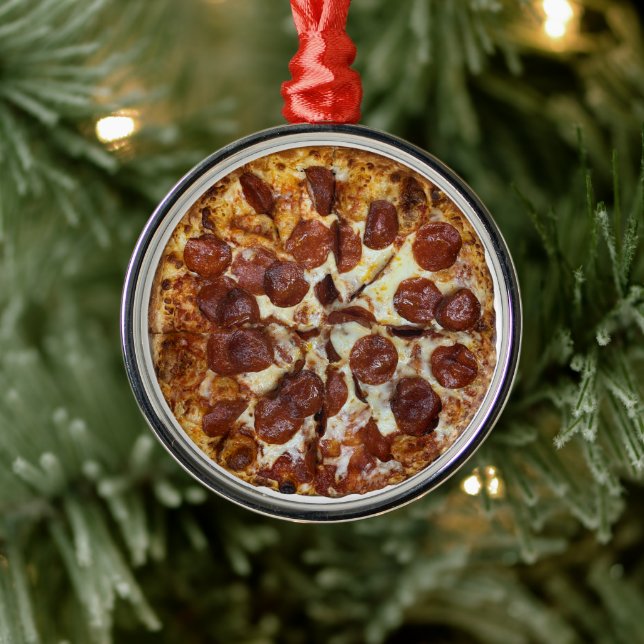 Ornement En Métal Pepperoni Pizza (Arbre)