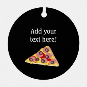 Ornement En Métal Pepperoni Pizza Slice - Texte personnalisé