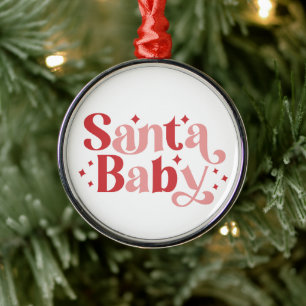 Ornement En Métal Père Noël Baby - Typographie de Noël rétro