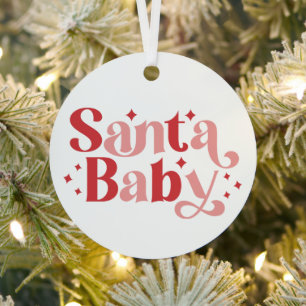 Ornement En Métal Père Noël Baby - Typographie de Noël rétro
