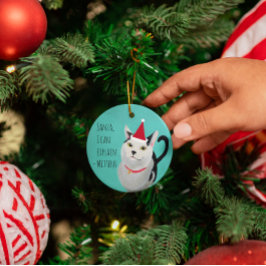 Ornement En Métal Père Noël Cat Funny Personnalisé