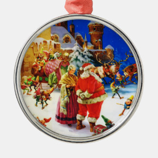 Ornement En Métal Père Noël et Mme Claus At le réveillon de Noël de