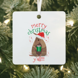 Ornement En Métal Père Noël Gift Giving Armadillo Texas